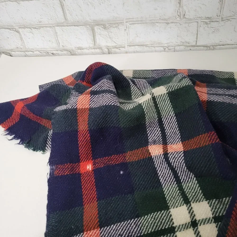 Plaid print large blanket scarf